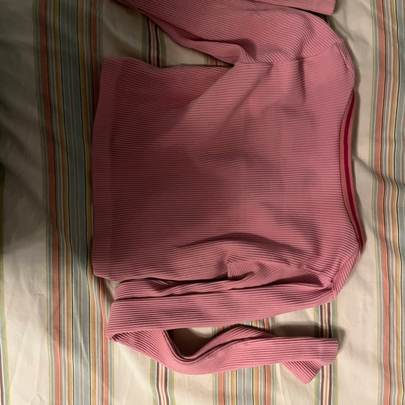 Pink Ribbed Long Sleeve Top - Picture 5 of 5